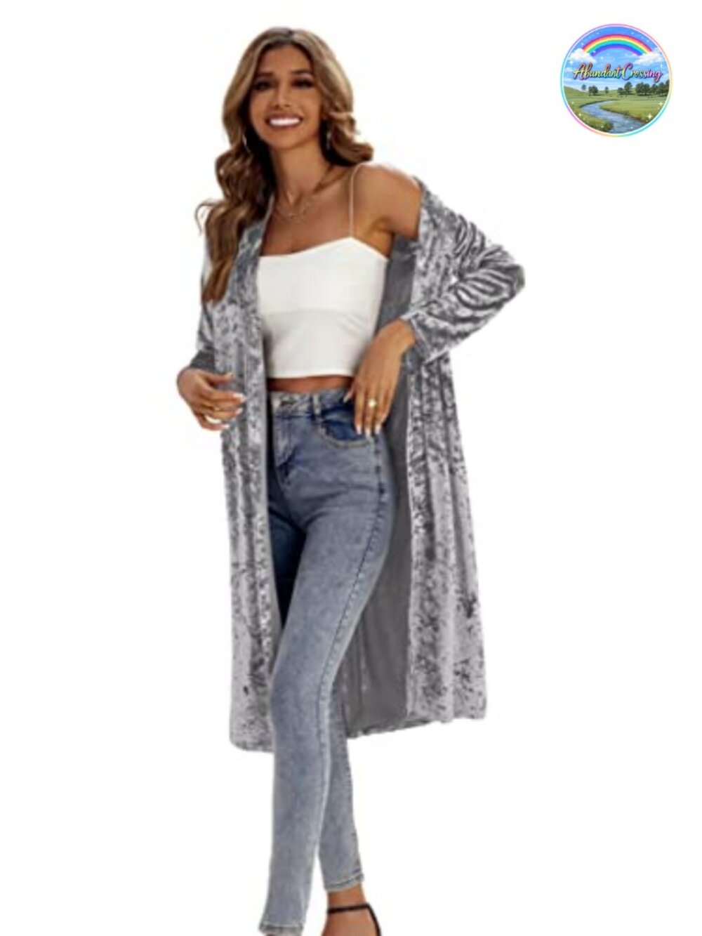 Velvet Open Front Maxi Cardigan Long Sleeve Drape Collar Casual Fall Layer